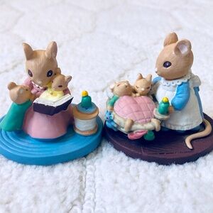 Mouse Family Forest Friends  Mini Figurines Gift Collection Avon 1 7/8” Vtg
